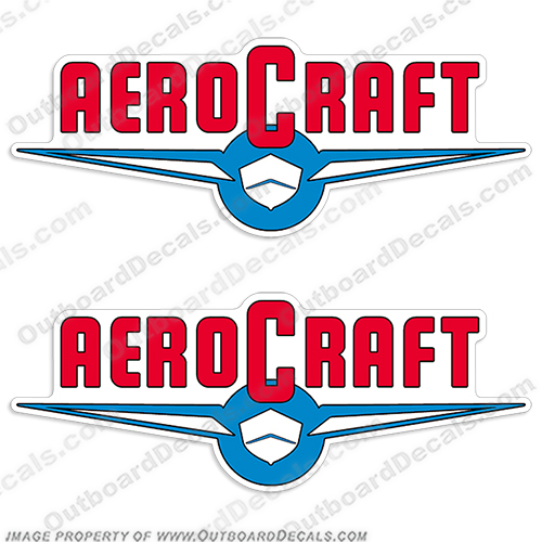 AeroCraft Q-14 Boat Decals - (Set of 2) 1950s aerocraft, aero, craft, q14, q, 14, q-14, 1950, 1951, 1952, 1953, 1954, 1955, 1956, 1957, 1958, 1959, vintage, hull, stickers, boat, decals, set, of, 2, two, small, little, stickers, clear, 
