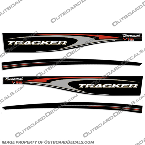2003 Bass Tracker Tournament V-18 Boat Decals - SILVER Bass, tracker, fish, the, finest, boat, boats, logo, lettering, decal, sticker, hull, sticker, Tournament, V-18, v18, v 18, 2003, silver