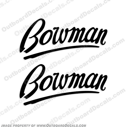 Bowman Boat Decals (Set of 2)   boat, logo, lettering, label, decal, sticker, ki, set, aristocraft, aristo, craft, aristo craft, aristo-craft, bowman, bow, man, INCR10Aug2021