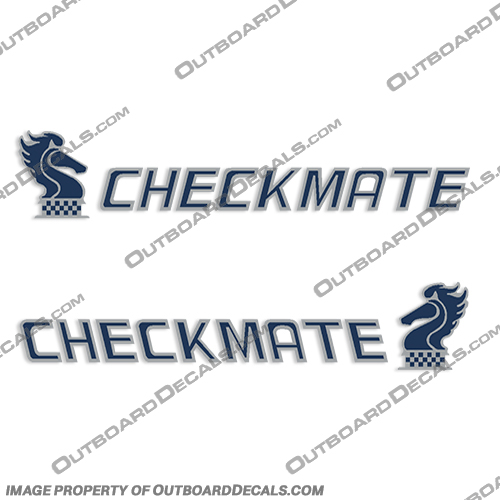 Checkmate Powerboat Boat Decals - Style 1 - 2 Color!  Check, Mate, Checkmate, Power, Boat, Powerboat, Style, 1, one, Style 1, Style - 1, Style1, Style-1, Decal, Decals, 2, Color, 2 Color, 2 Colors