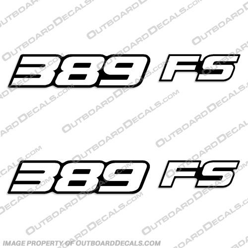 Javelin 389 FS Boat Decals (Set of 2) White Letter Version 389, 389fs, 389 fs, 389-fs, fs, javelin, boat, hull, decal, decals, sticker, kit, set, stickers, white, letter, version,