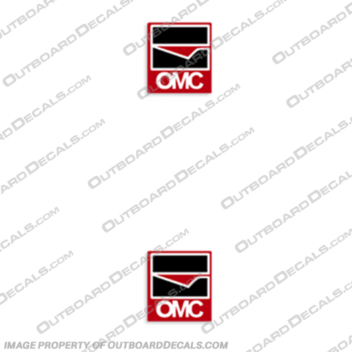 OMC Boat Decals for Javelin Boats (Set of 2) javelin, boat, decals, squares, stickers, set. of, 2, outboard, logo, name, omc, style,