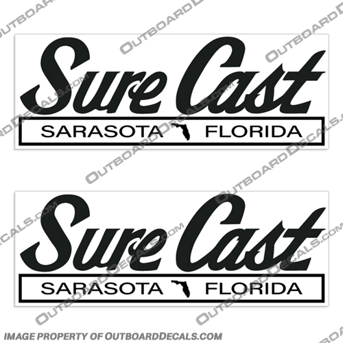 Sure Cast Boat Decals (set of 2) - Any Color! boat, logo, decal, sticker, set, of, 2, any, color, decals, kit, sure, cast, 