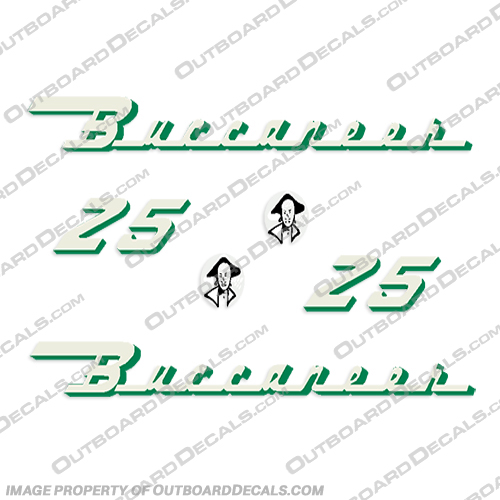 1953 -1955 Gale Buccaneer 25hp Boat Decals gale, buccaneer, 25hp, 25 hp, 25, hp, boat, decals, stickers, kit, vintage, outboard, motor, 