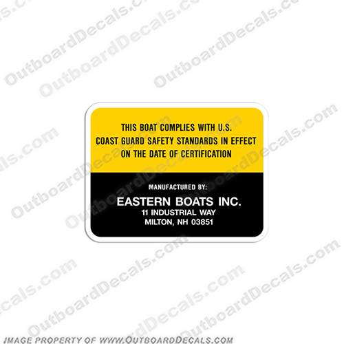 Eastern Boats Inc. Capacity Decal capacity,decal,eastern,boats,inc,manufacture,label,sticker