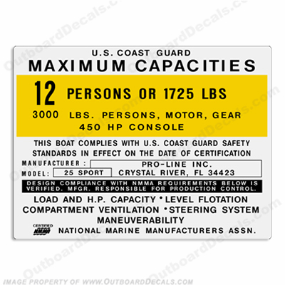 Pro-Line 25 Sport Capacity Decal - 12 Person INCR10Aug2021