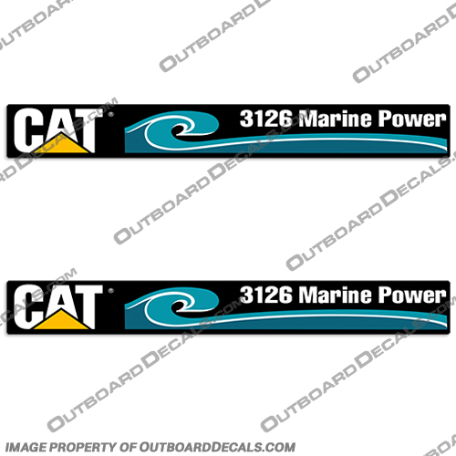 CAT 3126 Marine Power 1996 - Engine Decals (Set of 2) cat, CAT, caterpillar, 3126, marine, power, engine, decals, stickers, set, of, 2, 1996, 