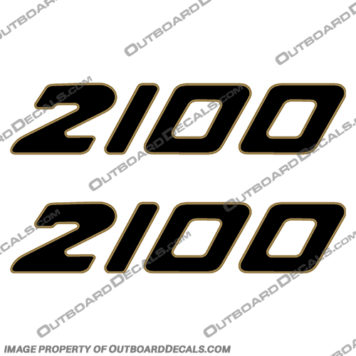 Century Boats 2100 Logo Decals (Set of 2) century, decals, 2100, boat, hull, console, stickers, logo, set, of, 2, two, gold, black,