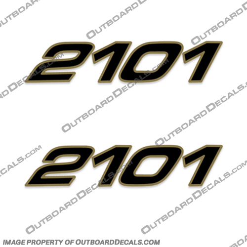 Century Boats 2101 Logo Decals (Set of 2) century, decals, 2101, boat, hull, console, stickers, logo, set, of, 2, two, gold, black,