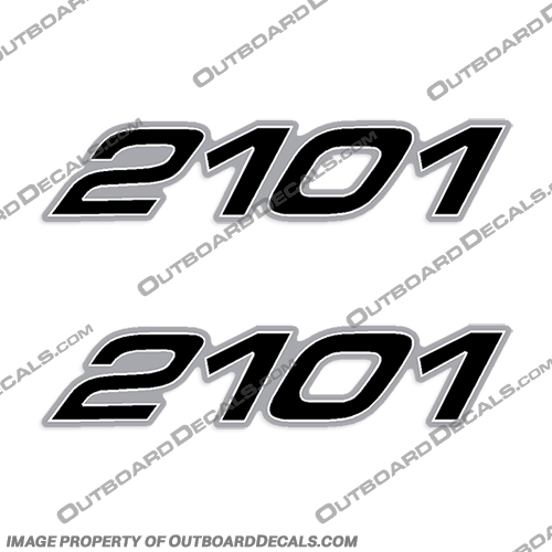 Century Boats 2101 Logo Decals (Set of 2)- Style 2 century, decals, 2101, boat, hull, console, stickers, logo, set, of, 2, two, gold, black,, silver, white, style 2, style, 2, 