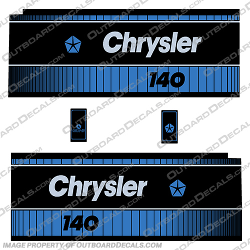 Chrysler 140hp 1980s Outboard Motor Decal Kit chrysler, decals, 140hp, 140, 1980, 80, 80s, 80s, boat, engine, stickers, decal, kit, vintage, motor,
