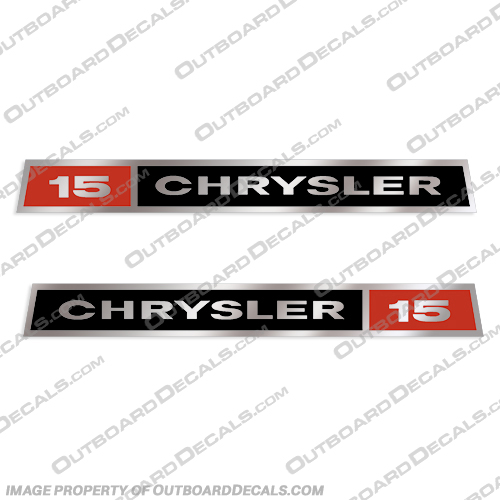 Chrysler 15hp Boat Engine Decals (Set of 2) outboard, engine, gas, fuel, tank, decal, sticker, replacement, new, chrystler, chrysler, marine, 15 hp, 15,