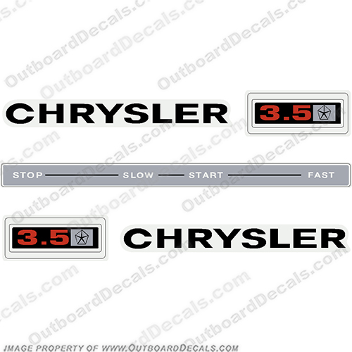 Chrysler 3.5 Decal Kit- 1965-1969  chrysler, 3.5, 1965, 1966, 1967, 1968, 1969, vintage, decal, decals, kit, motor, engine, boat, 