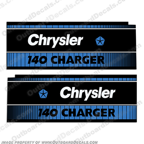 1984 Chrysler 140hp Charger Outboard Motor Decal Kit  chrysler, decals, 140hp, 140, 72h9d, 1984, 84, 84, boat, engine, stickers, decal, kit, vintage, motor, charger
