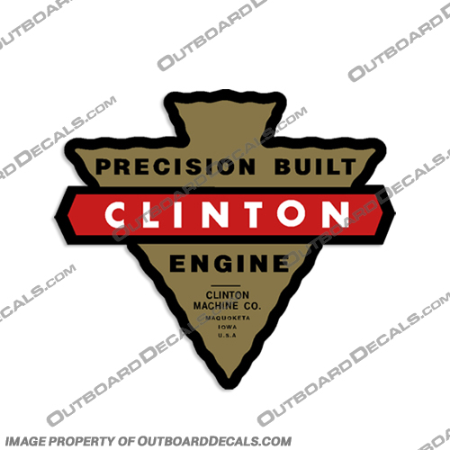 Clinton Machine Co. Precision Built Engine Decal  clinton, decal, set, 4-cycle, gasoline, and, oil, outboard, motor, caution, label, sticker, 2-cycle, 4-CYCLE, 2-CYCLE, precision, engine, decals, built