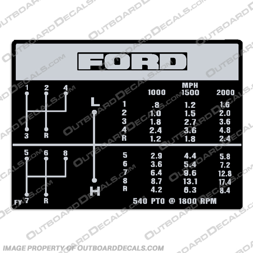 Ford 8 Speed Shift Pattern Tractor Decal Ford, 8, eight, speed, shift, pattern, tractor, decal, decals,