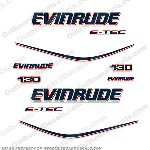 Evinrude 130hp E-Tec Decal Kit  130, etec, evinrude, 130hp, e, tec, INCR10Aug2021