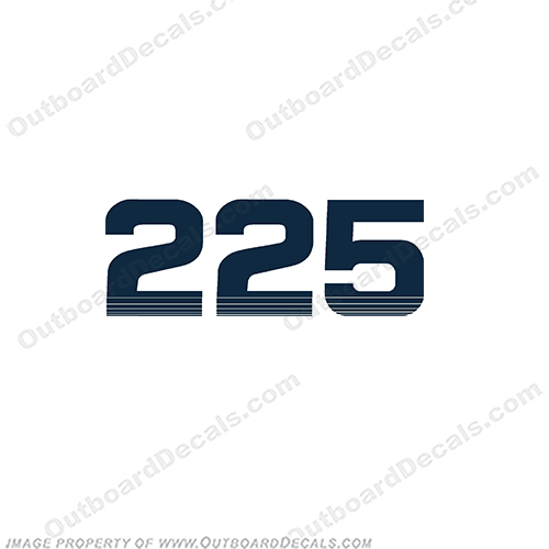 Evinrude Single "225" Decal 1993 - 1997  Evinrude, rear, cowl, engine, decal, sticker, number, hp, horse power, horsepower, 225,  1993, 1994, 1995, 1996, 1997, INCR10Aug2021
