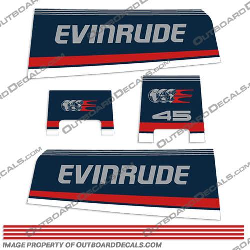Evinrude 45hp Commercial  evinrude, decals, 45, hp, 1994, 1995, 1996, 1997, 1998, stickers, kit, outboard, engine, motor
