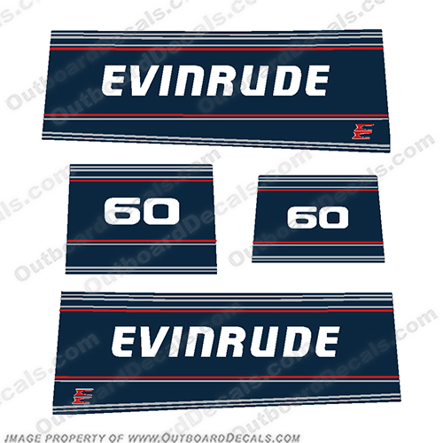 Evinrude 60hp Outboard Engine Motor Decal Kit - 1992-1993-1994 evinrude, 60, 1992, 1993, 1994, outboard, motor, engine, decal, kit, set, INCR10Aug2021