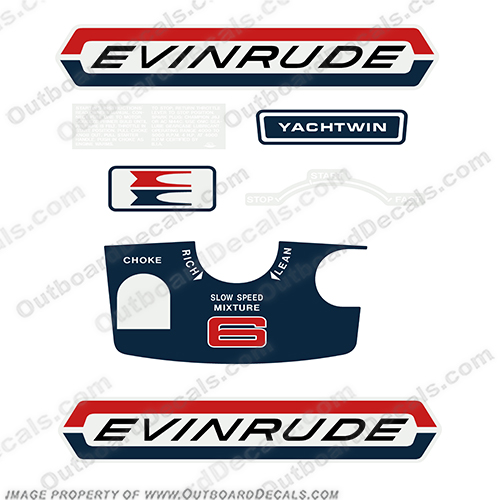Evinrude 1970 6hp Outboard Motor Decal Kit  evinrude 6, 1970, 70, 71, 72, 73, 74, 75, 1971, 6hp, 6 hp, 6, evinrude, decals, 6, hp, outboard, motor, engine,