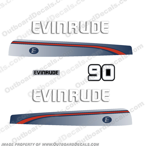 Evinrude 90hp 1995-1997 Decal Kit  evinrude, 90hp, 90 hp, 1995, 1996, 1997, decal, kit, stickers, motor, engine, boat, decals,set