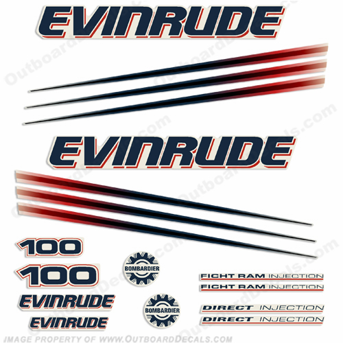 Evinrude 100hp Bombardier Decal Kit - 2002 - 2006 INCR10Aug2021