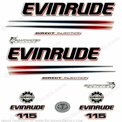 Evinrude 115hp Bombardier Decal Kit - 2002 - 2006 INCR10Aug2021