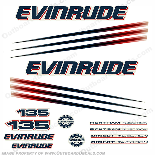 Evinrude 135hp Bombardier Decal Kit - 2002 - 2006 INCR10Aug2021