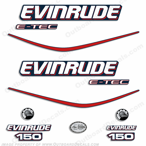 Evinrude 150hp E-Tec Decal Kit - Blue Cowl INCR10Aug2021