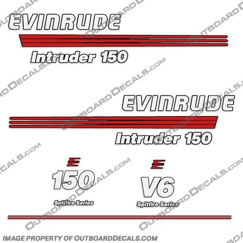 Evinrude 150hp Intruder Spitfire Series Decal Kit  evinrude, decals, 150, v6, intruder, spitfire, series, 1991, 1992, 1993, outboard, stickers, kit