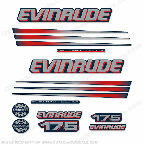 Evinrude 175hp Bombardier Decal Kit - Blue Cowl INCR10Aug2021