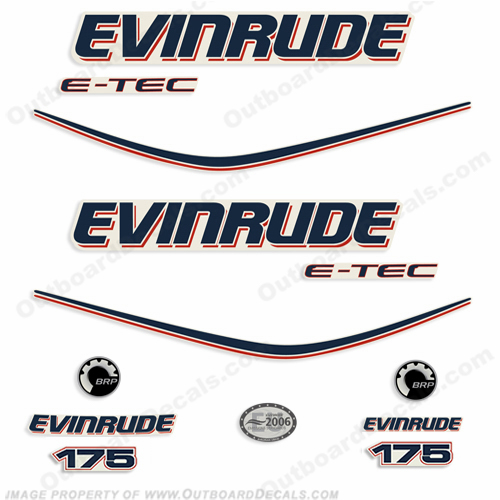 Evinrude 175hp E-Tec Decal Kit INCR10Aug2021
