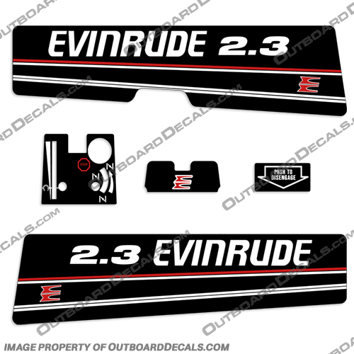 Evinrude 2.3hp Decal Kit - 1992 evinrude, 2.3, 23, 2, 3, hp, 1991, 1992, 1993, outboard, engine, motor, decal, sticker, kit, set, 91, 92, 93,
