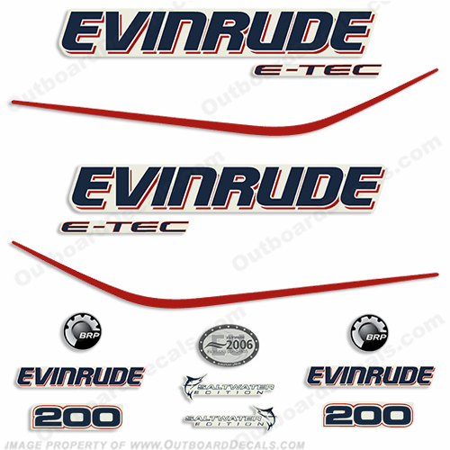 Evinrude 200hp E-Tec Decal Kit INCR10Aug2021