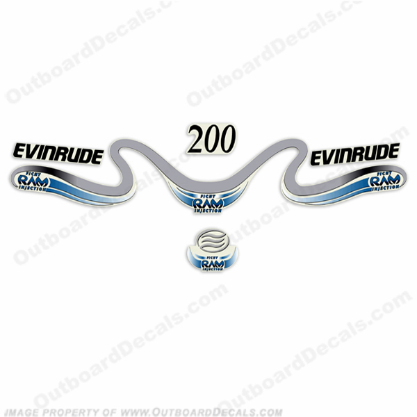 Evinrude 200hp Ficht Ram Decals 1999 - 2000 INCR10Aug2021