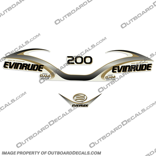 Evinrude 200hp V6 Ficht Ram Decal Kit - 2001  evinrude, 200, ficht, ram, injection, decal, kit, decals, stickers, logos, outboard, motor, boat, engine, cover, 2001, 1990s, 2000s, V6, v6