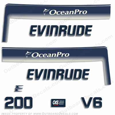 Evinrude 1993 - 1997 200hp OceanPro Decals ocean, pro, ocean pro, ocean-pro, INCR10Aug2021