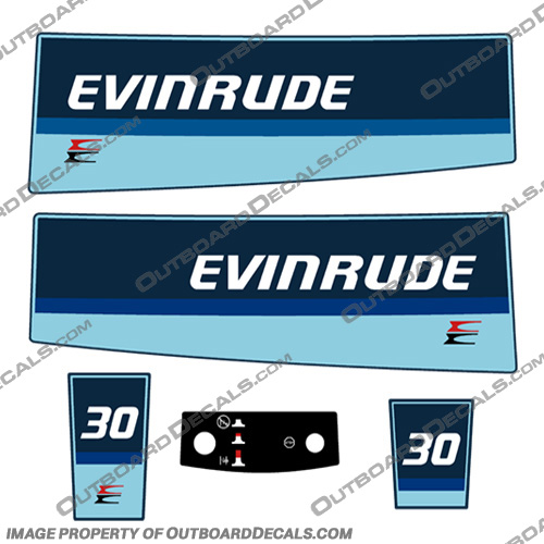 Evinrude 30hp Outboard Engine Decal Kit 1984-1985 evinrude, 30hp, 30, hp, 1984, 1985, decal, kit, stickers, 