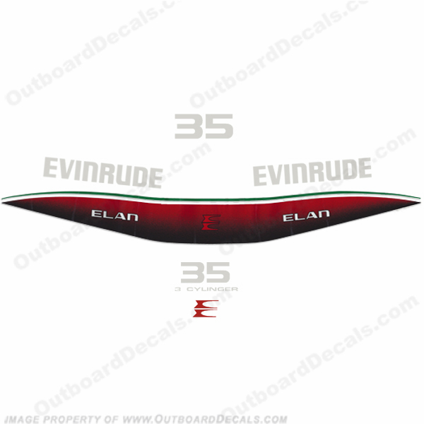 Evinrude 35hp ELAN Decal Kit - 1997 INCR10Aug2021