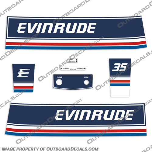 1983 Evinrude 35hp Decal Kit 25 hp, 1983, vintage, 35, outboard, e-25-83, evinrude, evin,  rude, decal, kit,