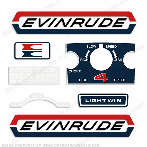 Evinrude 1971 4hp Outboard Decal Kit Discontinued Decal Reproductions in Stock