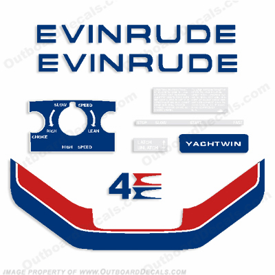 Evinrude 1974 4hp Yachtwin Decal Kit INCR10Aug2021