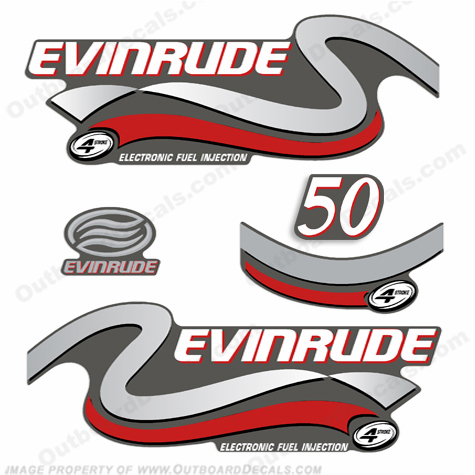 Evinrude 50hp FourStroke Decals (Silver) - 1999 INCR10Aug2021