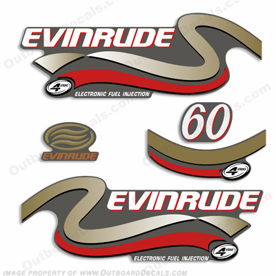 Evinrude 60hp FourStroke Decals (Gold) - 1999 INCR10Aug2021