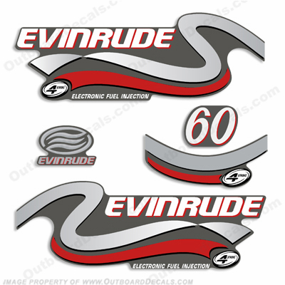 Evinrude 60hp FourStroke Decals (Silver) - 1999 INCR10Aug2021