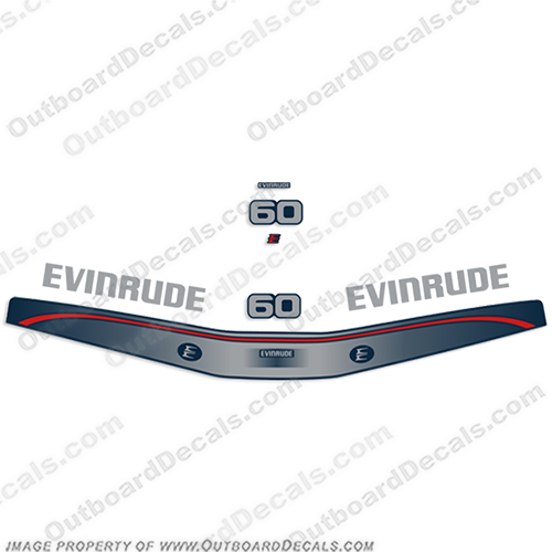 Evinrude 1995-1997 60hp Decal Kit evinrude, decak, decals, 60, hp, outboard, motor, 1995, 1996, 1997, be70tleda, stickers, kit, set,