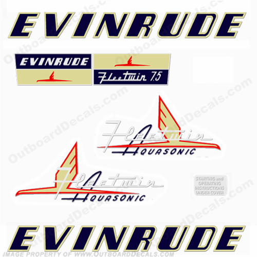 Evinrude 1954 7.5hp Decal Kit INCR10Aug2021
