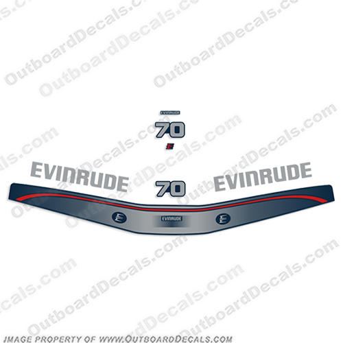 Evinrude 1995-1997 70hp Decal Kit  evinrude, decak, decals, 70, hp, outboard, motor, 1995, 1996, 1997, be70tleda, stickers, kit, set,
