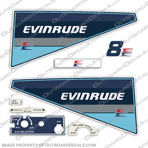 Evinrude 1985 8hp Decal Kit Evinrude, 1985, 8, 8hp, 8 hp, decal, decals, kit, 
